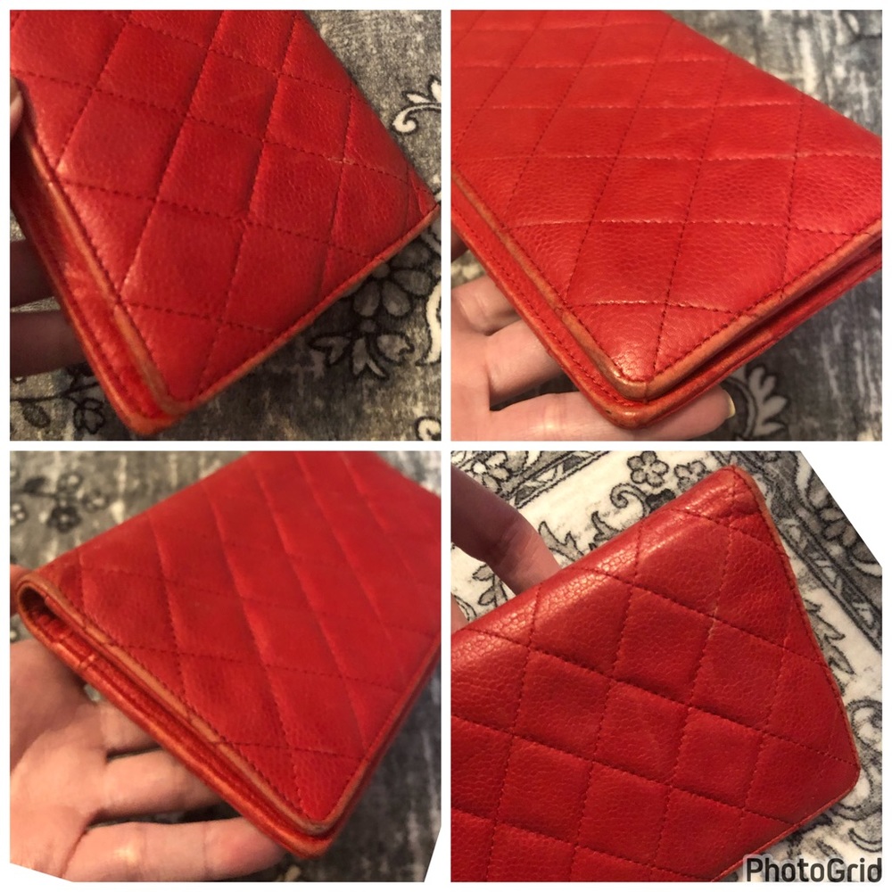 AUTHENTIC CHANEL Quilted Red Caviar Leather Interlocking CC Classic Long Wallet - Picture 7 of 16